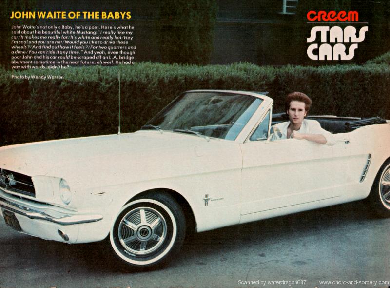 John Waite, late 1970's; from a Creem magazine Stars' Cars feature, exact issue unknown