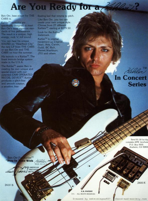 Benjamin Orr, circa 1984; from an endorsement ad for Kahler guitars