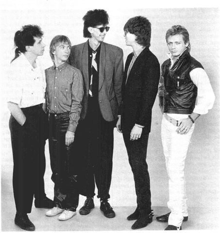 The Cars, circa 1984; provenance unknown, though a pic from the same photo session appears on the cover of FROZEN FIRE: THE STORY OF THE CARS