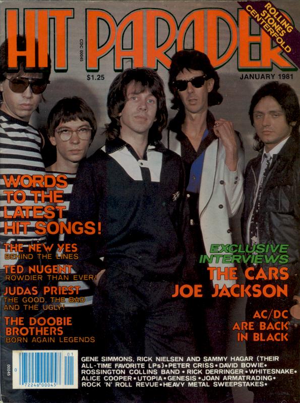 The Cars, from the cover of the January 1981 edition of HIT PARADER magazine