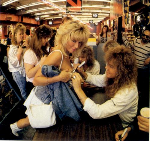 Joey Tempest and a fan, circa 1987; from a Japanese book about Europe