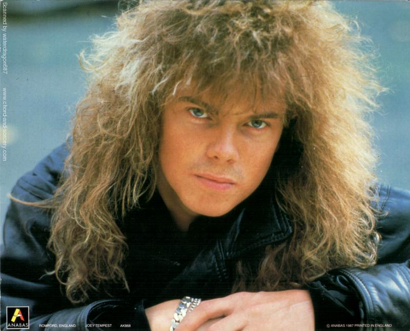 Joey Tempest, circa 1987; from an oversized Anabas postcard, printed in England