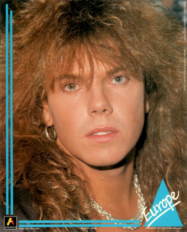 Joey Tempest, circa 1987; from an oversized Anabas postcard, printed in England
