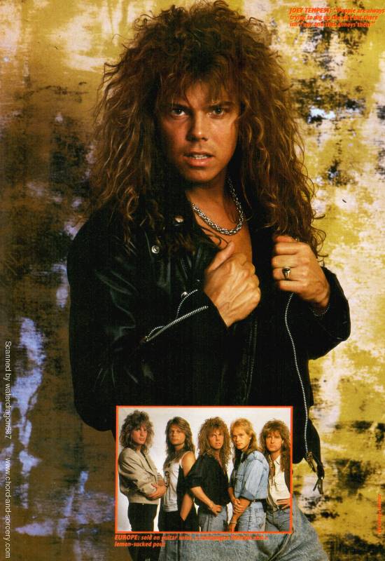 Joey Tempest, circa 1988; possibly from KERRANG magazine, exact issue unknown