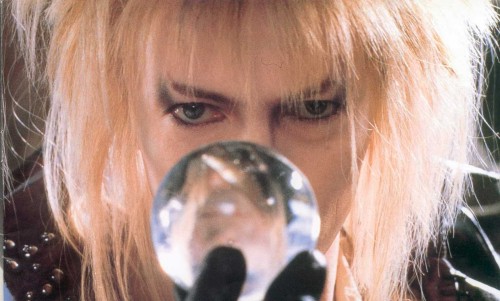 Jareth with crystal; from the Escher Room scene, LABYRINTH
