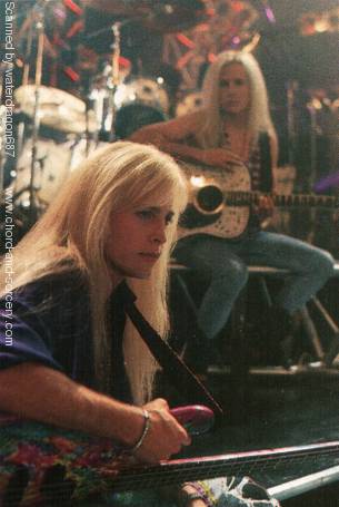 Matthew and Gunnar Nelson, circa 1991; during filming for the music video for 'More Than Ever,' from an article in Rock Beat magazine, exact issue unknown