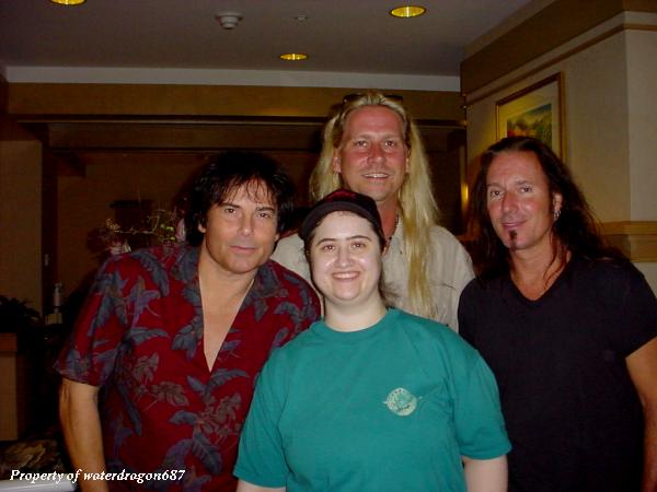 Jimi Jamison, Chris Grove, Barry Dunaway, and one very happy Survivor fan - 12 August, 2005. Property of waterdragon687; not to be reproduced without permission.