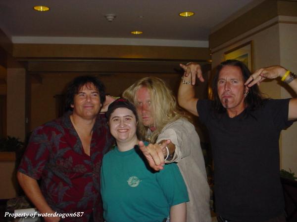 Jimi Jamison, Chris Grove, Barry Dunaway, and one very happy Survivor fan, 12 August, 2005. Property of waterdragon687; not to be reproduced without permission.