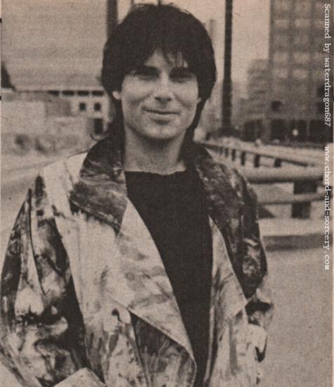 Jimi Jamison at the video shoot for 'The Search Is Over;' taken from an article in the November 1985 issue of ROCKLINE magazine, page 73