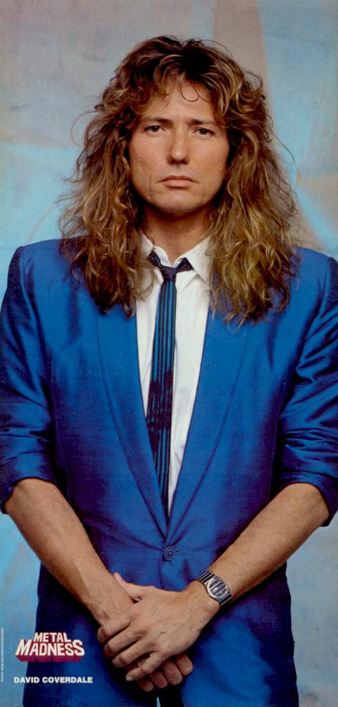 David Coverdale, circa 1987; from a METAL MADNESS pinup