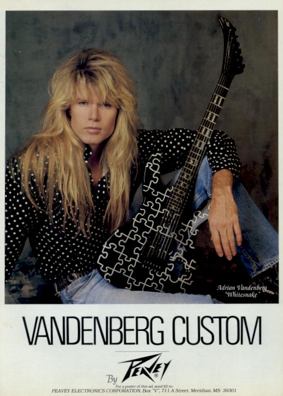 Adrian Vandenberg, circa 1987, from an endorsement ad for Peavey guitars