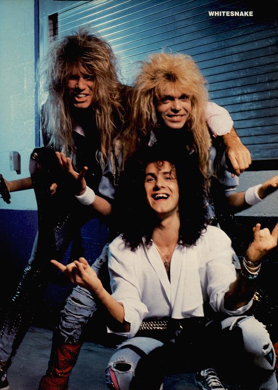 Adrian Vandenberg, Rudy Sarzo, and Vivian Campbell, circa 1987; from a METAL EDGE pinup