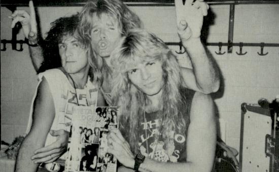 Vivian Campbell, Adrian Vandenberg, and Rudy Sarzo, circa 1987; from an article in METAL EDGE magazine, exact issue unknown