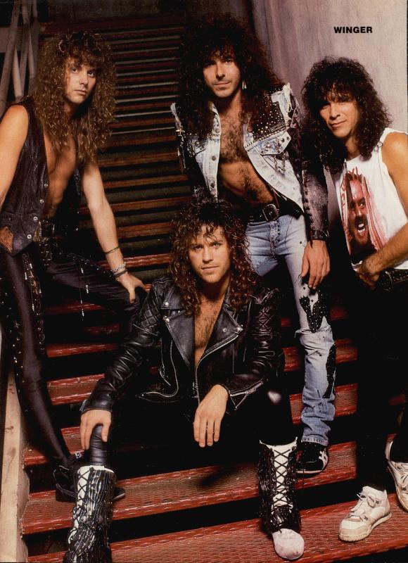 Winger, circa 1990; possibly from a METAL EDGE magazine pinup