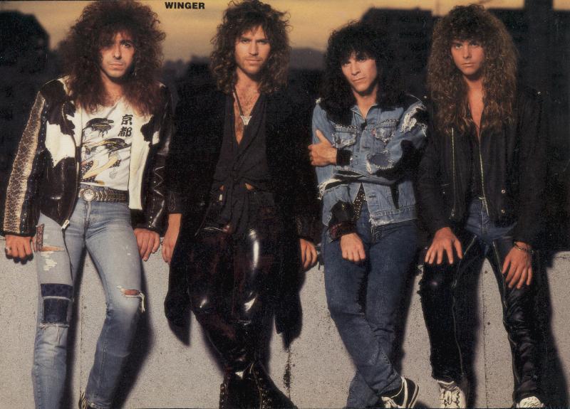 Winger, circa 1990; possibly from a METAL EDGE magazine pinup
