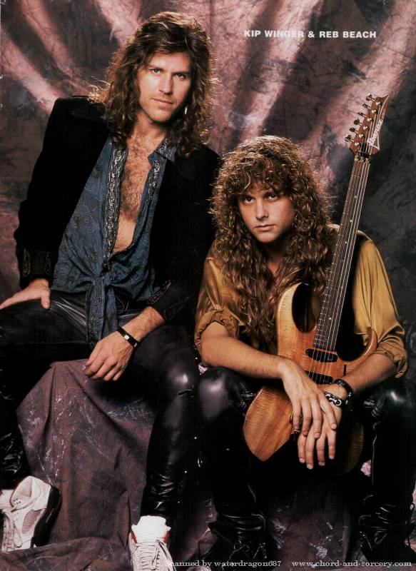 Kip Winger and Reb Beach, circa 1991; possibly from a METAL EDGE pinup