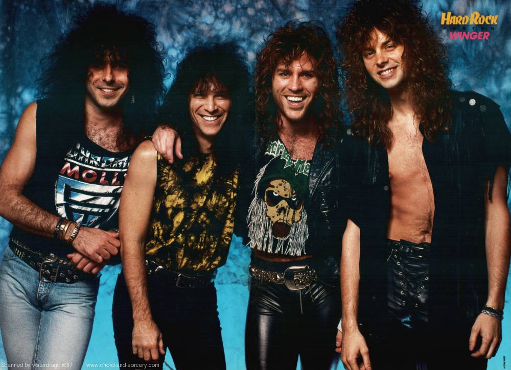 Winger, circa 1989; from a HARD ROCK magazine 4-page poster