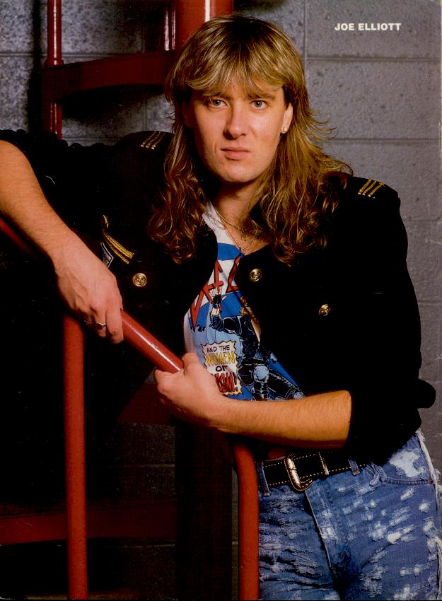Joe Elliott, circa 1987; possibly from a METAL EDGE pinup