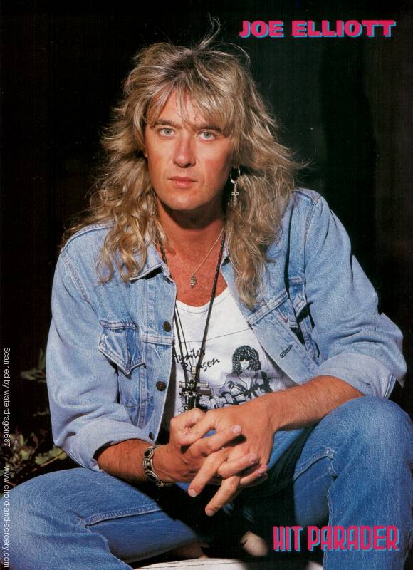 Joe Elliott, circa 1987; from a pinup in HIT PARADER magazine, exact issue unknown