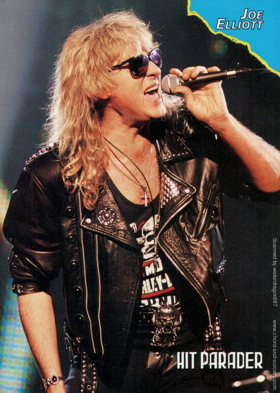 Joe Elliott, circa 1987; from a pinup in HIT PARADER magazine, exact issue unknown