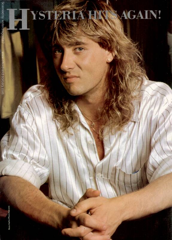 Joe Elliott, circa 1987; from an article in FACES magazine, exact issue unknown