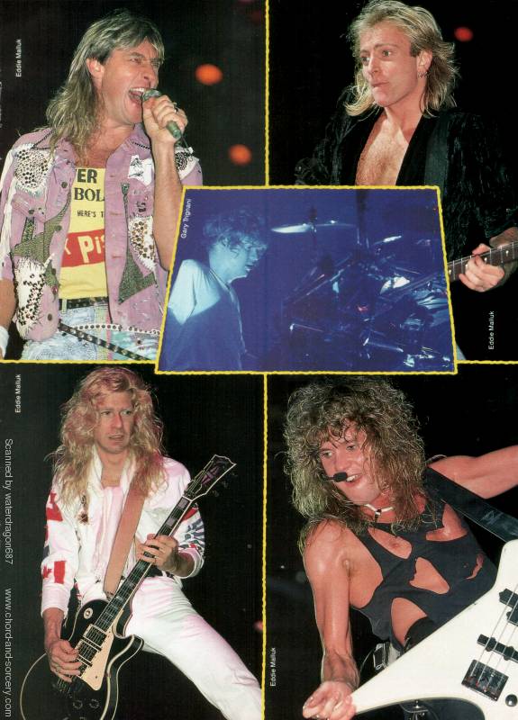 Def Leppard, circa 1987; from an article in ROCK SCENE magazine, exact issue unknown