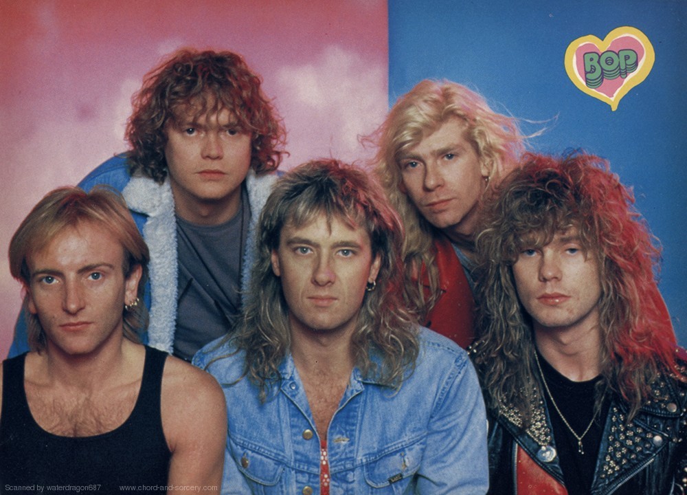 Def Leppard, circa 1987; from a pinup in BOP magazine, exact issue unknown